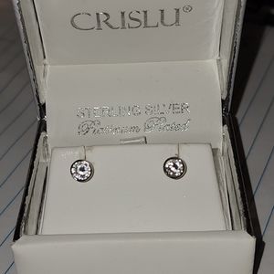 Crislu Sterling Silver Glass Stud Earrings